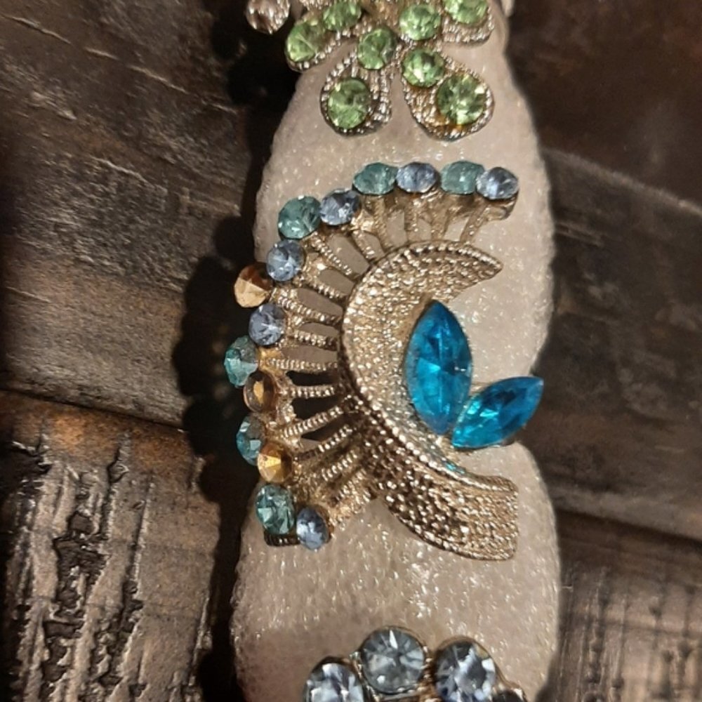 3Pc Set Of Rhinestone Cocktail Rings Aqua Statement Oversized Silver Adjustable - Picture 3 of 9
